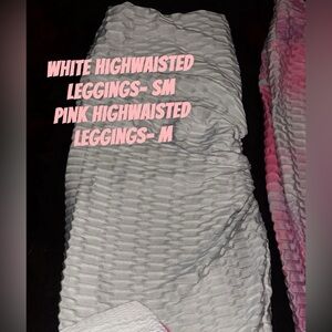 White and Pink High-Waisted Leggings Set